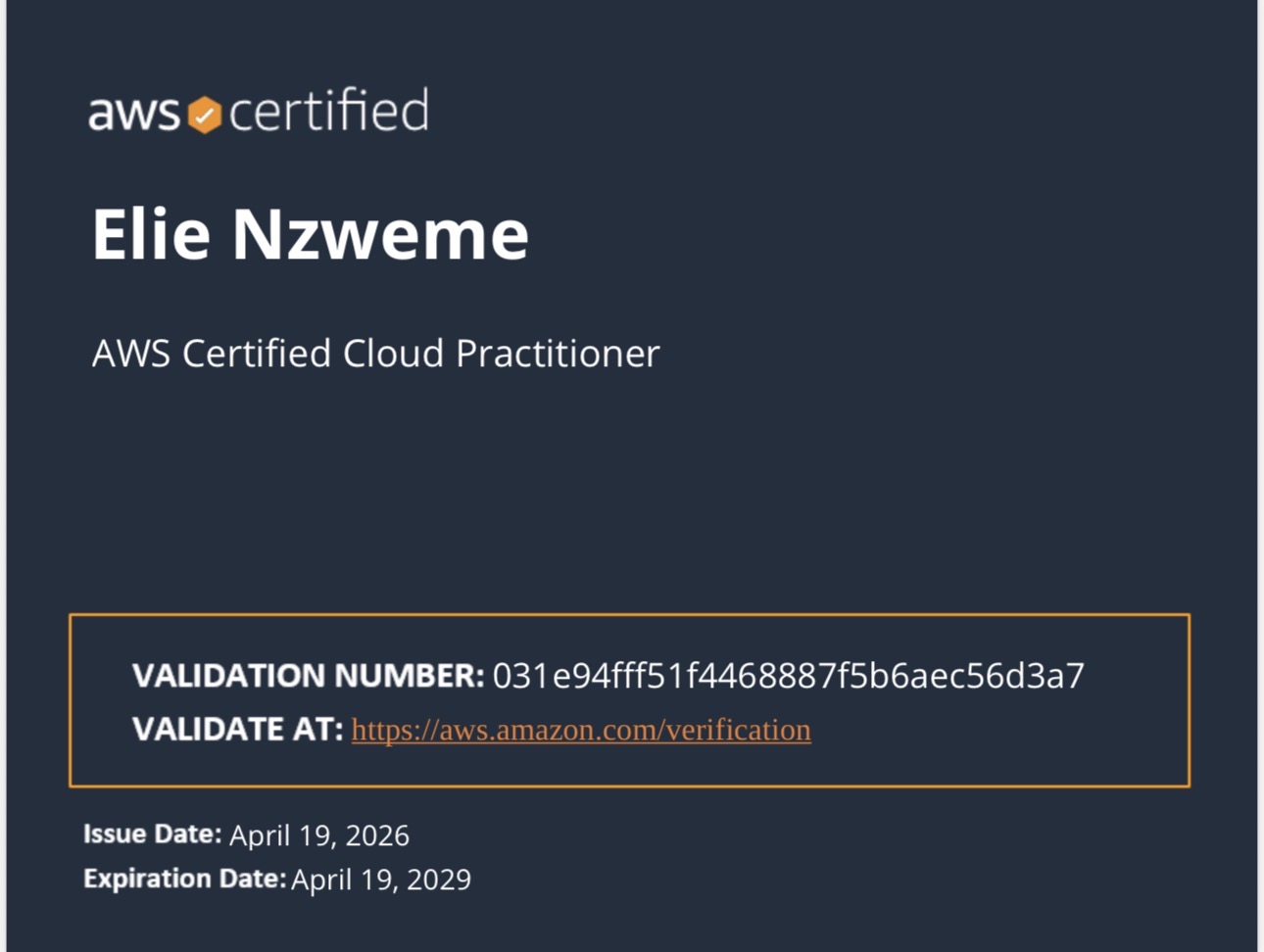 AWS Certified Cloud Practitioner certification