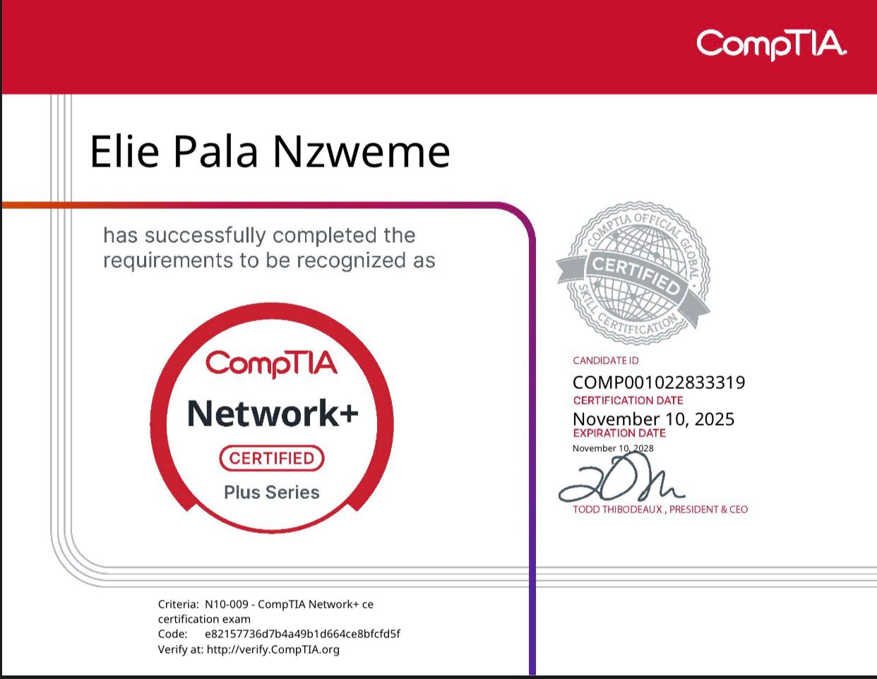 CompTIA Network+ certification