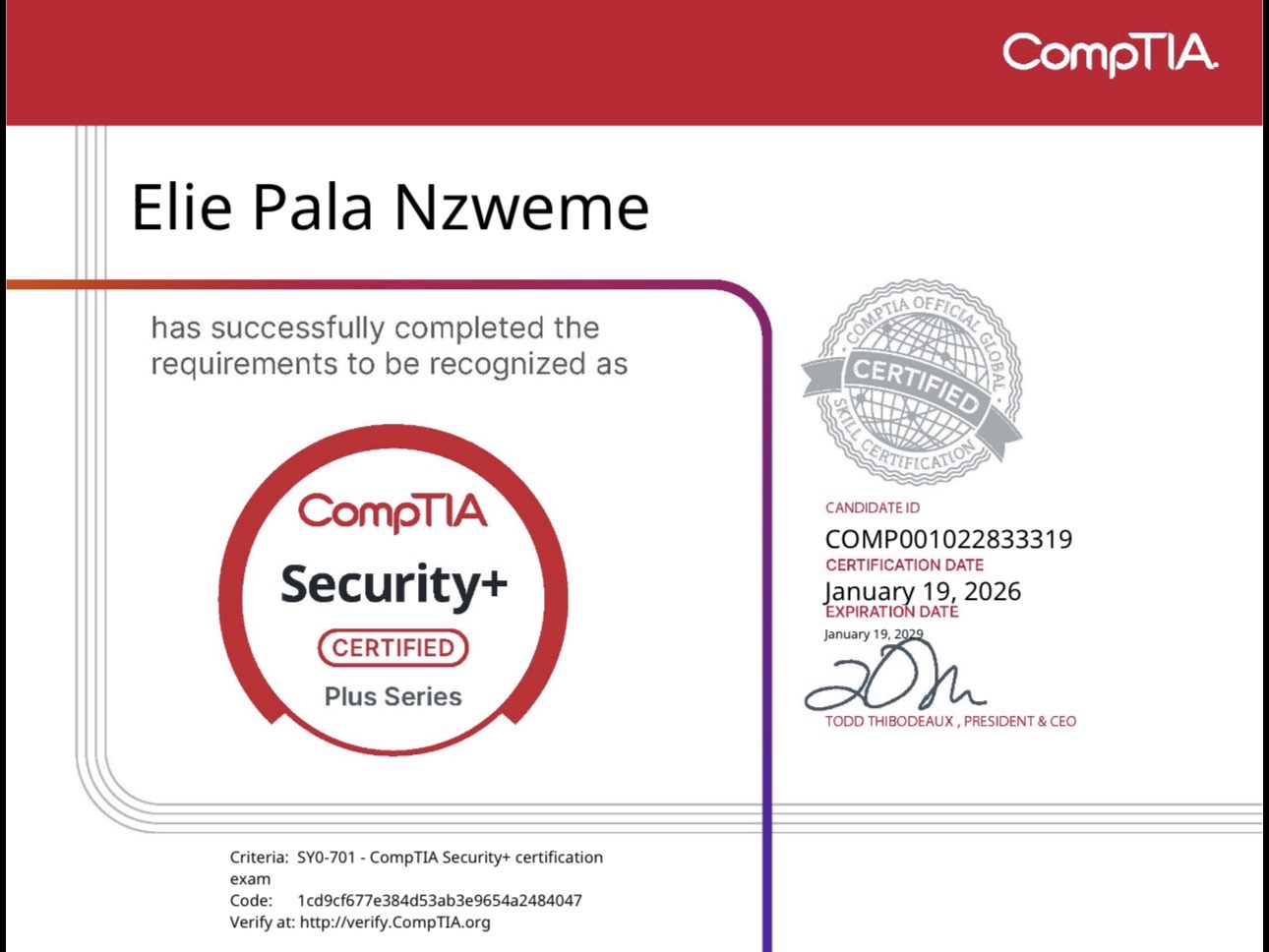 CompTIA Security+ certification