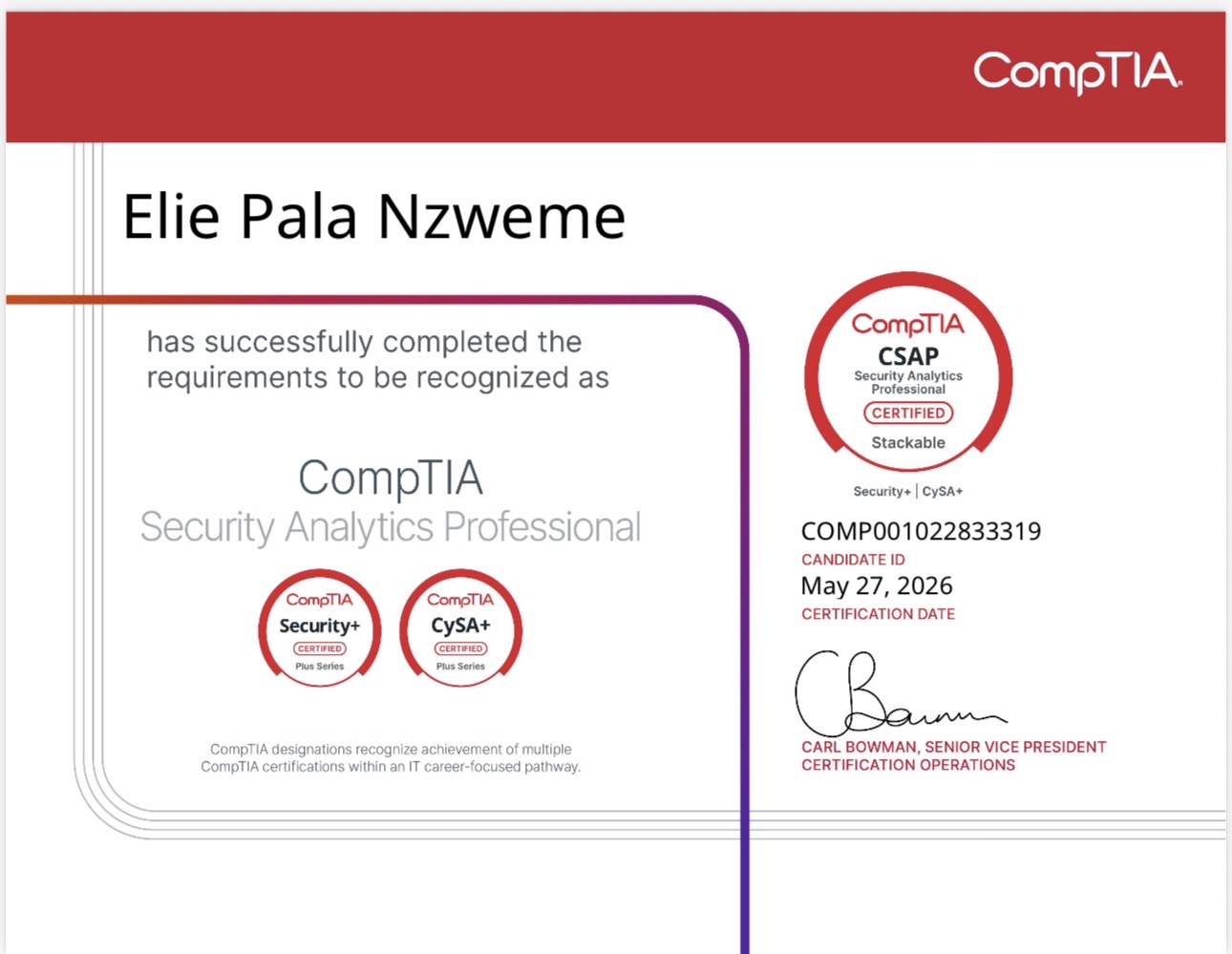 CompTIA Security Analytics Professional certification