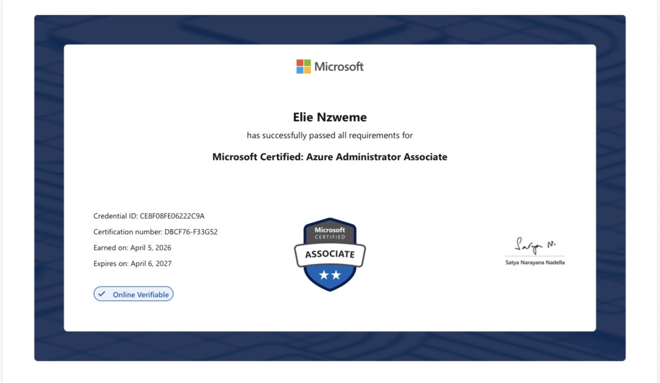 Microsoft Azure Administrator Associate certification