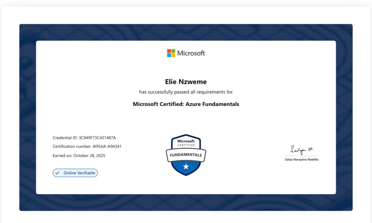 Microsoft Azure Fundamentals certification