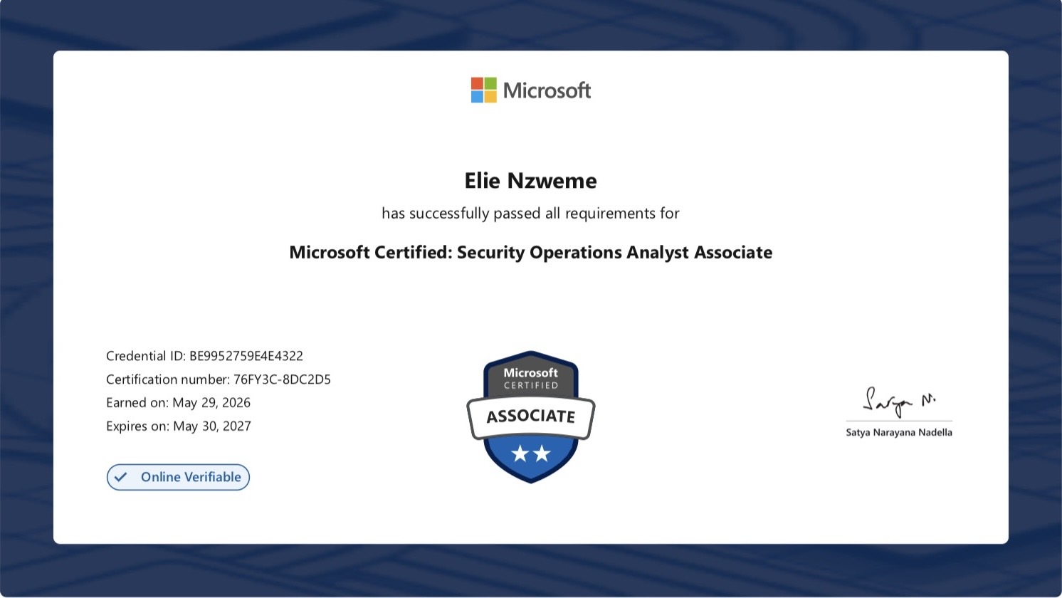 Microsoft Security Operations Analyst Associate certification